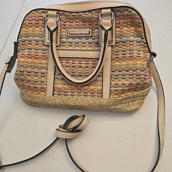 Dana Buchman Handbags - Dana Buchman Straw Tote Bag Crossbody Purse Cream Multicolor‎ Weave Coastal Boho